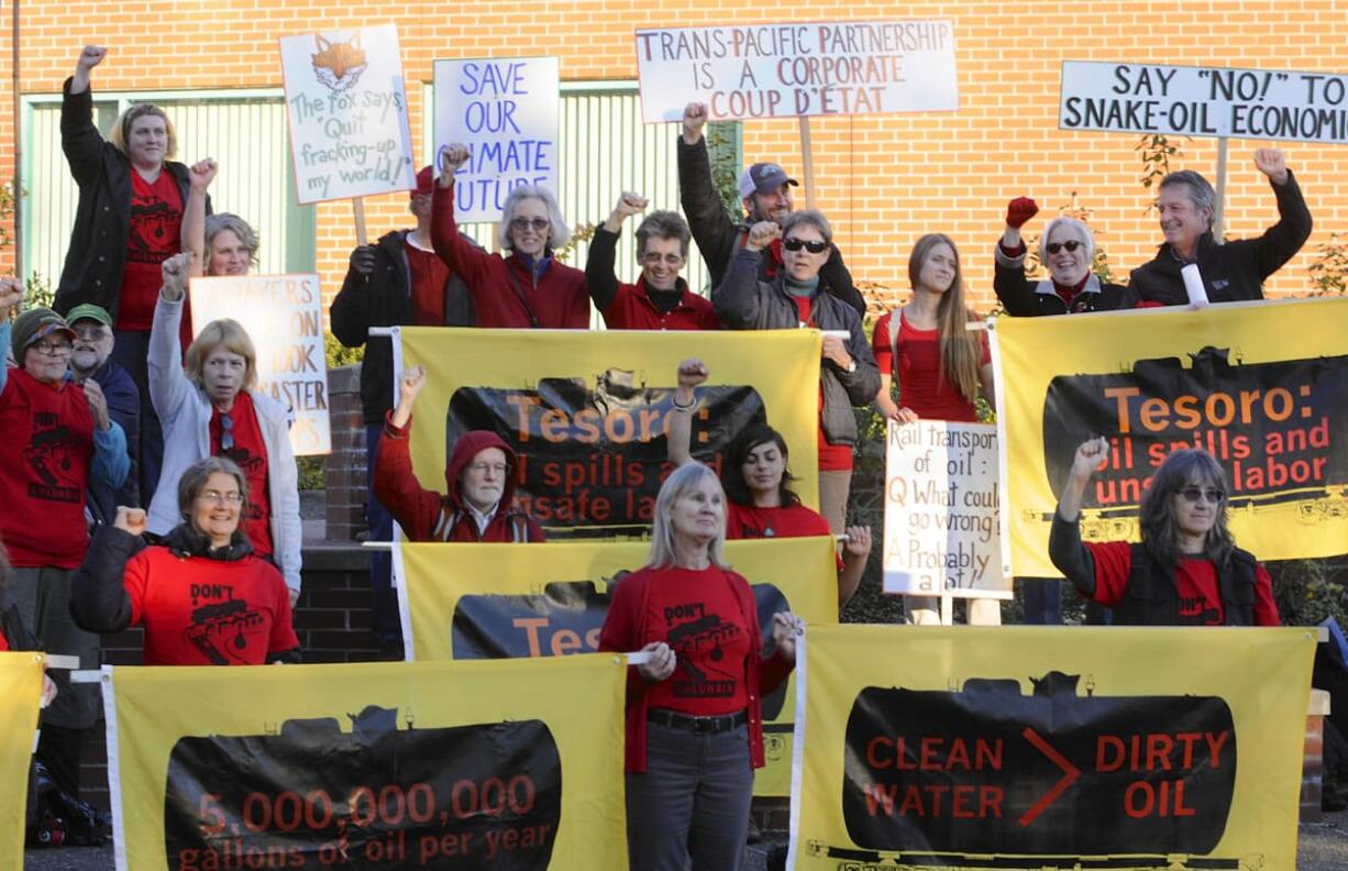 Protesters gather at Clark College on Oct.