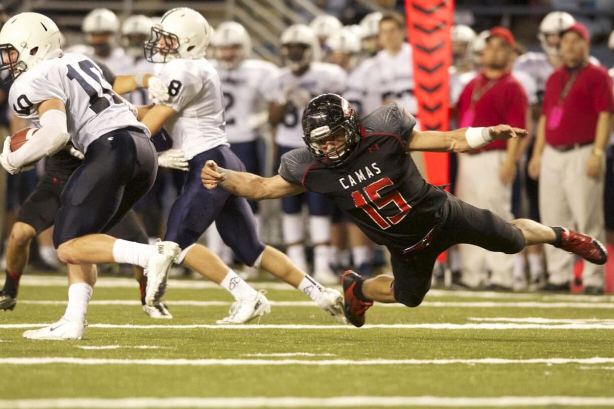 Camas beats Bellarmine Prep 49-21 in the semifinal round of the WIAA State 4A Playoffs at the Tacoma Dome, Saturday, November 30. 2013.