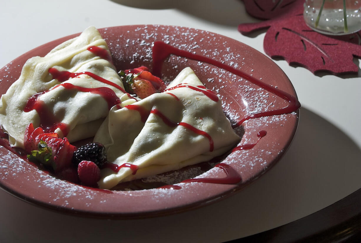 A Ricotta and Fresh Fruit crepe at Savona Coffee House.