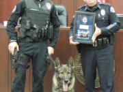 Battle Ground: Battle Ground Police Department K-9 Haulf, who was retired in August, is honored during a Nov.