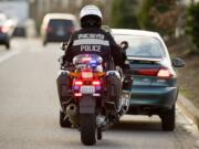 Vancouver police Officer John Davis makes a traffic stop for speeding on Northeast Vancouver Plaza Drive while he was on patrol in December of 2010.