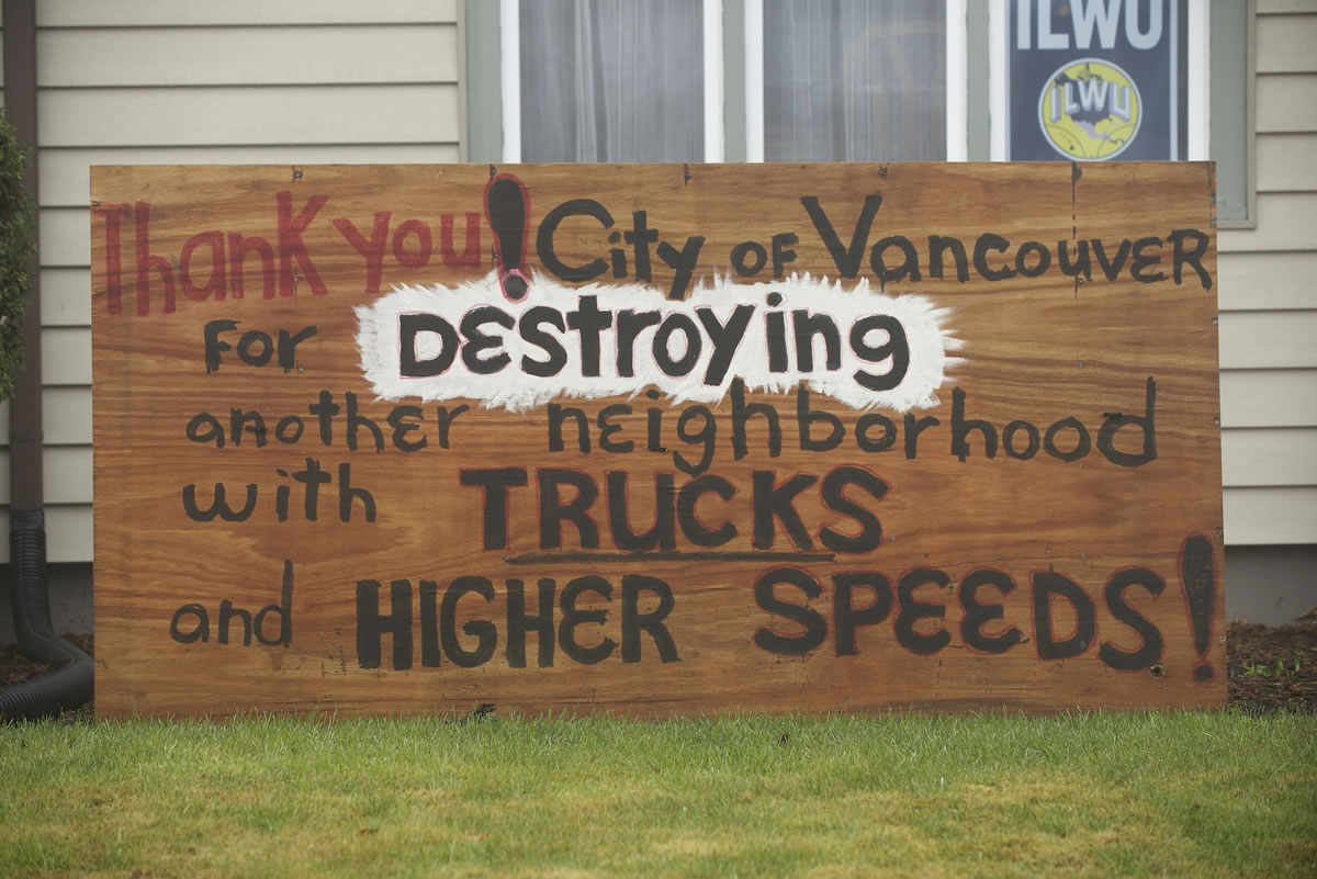 Greg Martin, who has lived on 39th Street for 32 years, continues to be frustrated with the number of semi-trucks that use the street to get from Interstate 5 to Fruit Valley Road.