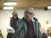 Chris Clifford makes an impassioned appeal to politicians at an Oct. 7 Senate transportation forum in Vancouver.