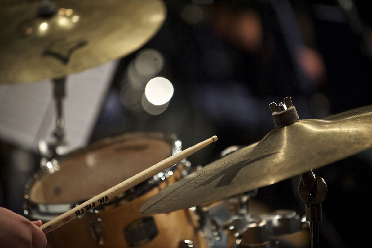 Antonio Pickett plays the drums with the ensemble.