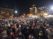 Thousands turn out to attend the annual Christmas tree lighting event at Esther Short Park on Friday night. The event kicks off the Vancouver Rotary Foundation&#039;s Festival of Trees, the group&#039;s primary fundraising event for its scholarship programs.