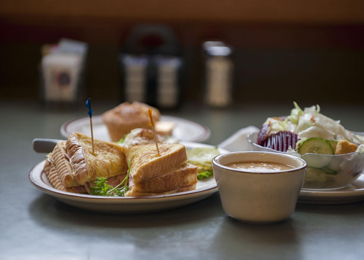 A Monte Cristo sandwich is paired Oct. 29 with potato salad, soup, a green salad and corn bread at Paul&#039;s Restaurant in Vancouver.