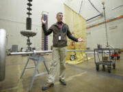 Jeff Hildreth, an electrical engineer at Vancouver's Ross Complex substation, explains the testing that is carried out at the facility's high-voltage lab.