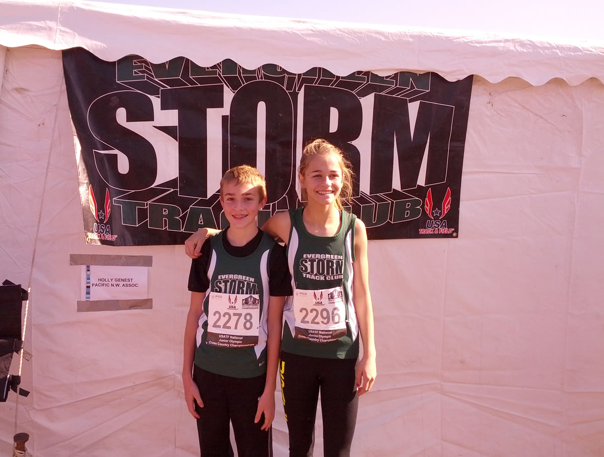 Gabe Dinnel and Emily Wilson earned All-American status at the national Junior Olympic cross country championships.Photo courtesy of Carol Dinnel