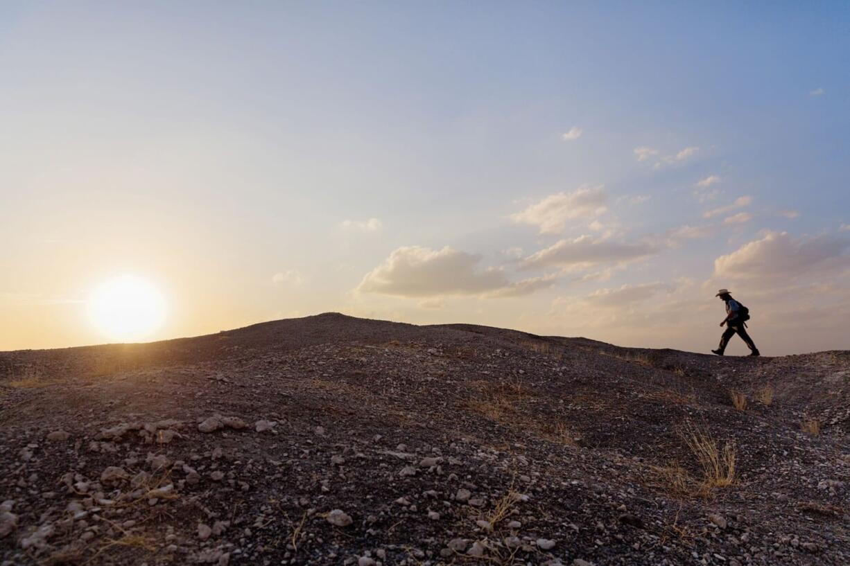 Paul Salopek walks across the Afar desert of Ethiopia on Jan.