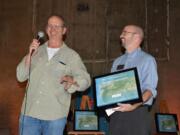 Hough: Hoesly Eco Automotive owner Don Orange, left, and Dan Serres, conservation director of Columbia Riverkeeper, at a ceremony where Orange was honored with the River Protector Business Award.