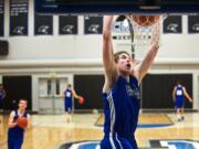 Clark's Collin Spickerman practices on Tuesday. The sophomore averaged 18.2 points, 9.5 rebounds and 3.0 blocks per game this season. He was named the MVP of the Northwest Athletic Associated of Community Colleges West Division.