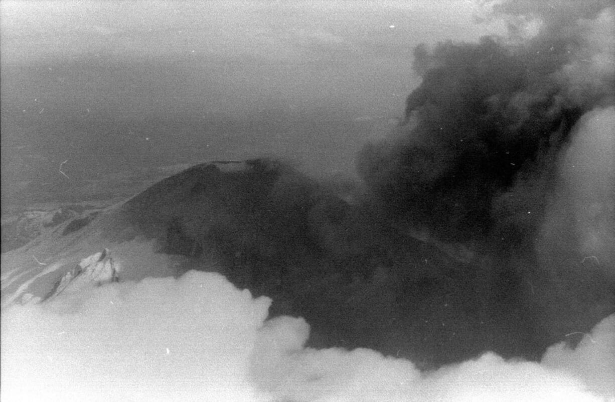 An aerial view of Mount St.