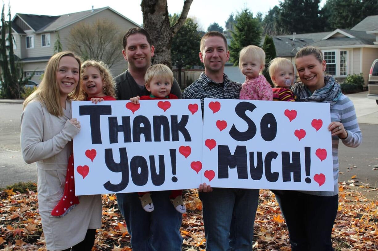 Korey Cochran, third from left, and family. From left are wife Kerry, daughter Kyrsten, son Kynen, brother Kris, twin nieces Addison and Allison and sister-in-law Jasmine.