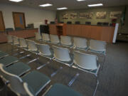 The Woodland City Council chambers inside the police station. About 6,000 of the building's 8,300 square feet is dedicated to the police department.