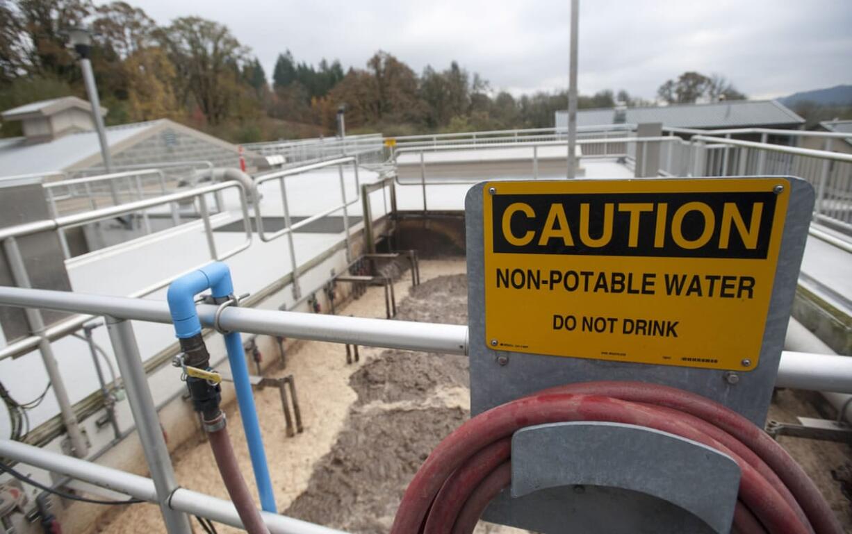 A membrane tank holds wastewater as part of the treatment process at the wastewater treatment plant in La Center. City residents may have missed out on lower sewer rates after a ruling prevented the Cowlitz Indian Tribe from connecting its proposed casino to the city&#039;s wastewater treatment system, which was upgraded in 2009.