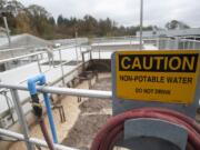 A membrane tank holds wastewater as part of the treatment process at the wastewater treatment plant in La Center. City residents may have missed out on lower sewer rates after a ruling prevented the Cowlitz Indian Tribe from connecting its proposed casino to the city&#039;s wastewater treatment system, which was upgraded in 2009.