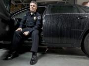 New Vancouver Police Chief James McElvain sits in his car at police headquarters Monday.