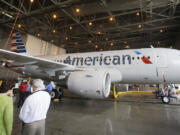 A new American Airlines Airbus A319 aircraft sits in a hanger at Dallas-Forth Worth International Airport in Grapevine, Texas.