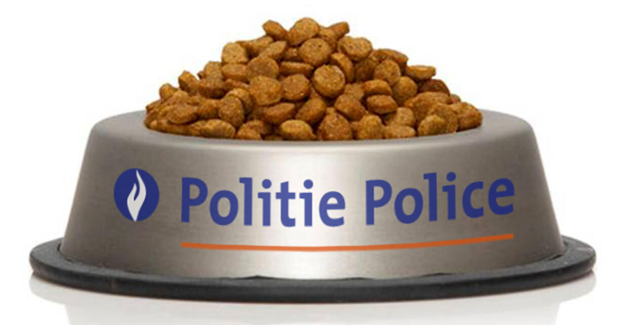 In this handout photo released by the Belgian Federal Police and placed onTwitter, a bowl of cat food with the name of the police force on Monday. Late Sunday, the Belgian Federal Police asked people to stop commenting on ongoing raids in social media to avoid tipping off suspects who could be checking their tweets for suspicious activities in their neighborhood. En masse, they did more than that. The hashtag #BrusselsLockdown suddenly shifted from serious to humorous, tweeting a flood of pictures of all-too-innocent cats in all kinds of situations.