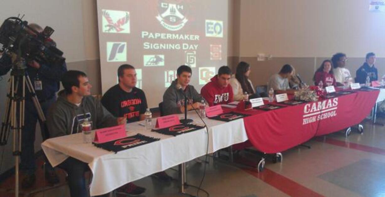 Camas athletes at signing day ceremony