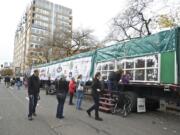 The U.S. Capitol Christmas tree stopped at Heritage Square in Vancouver on its way to Washington, D.C.