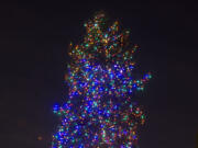 Broken lights on the Christmas tree in Esther Short Park's Propstra Square were replaced Thursday. One or more squirrels are to blame for a partial strand of lights that did not work at the Nov.