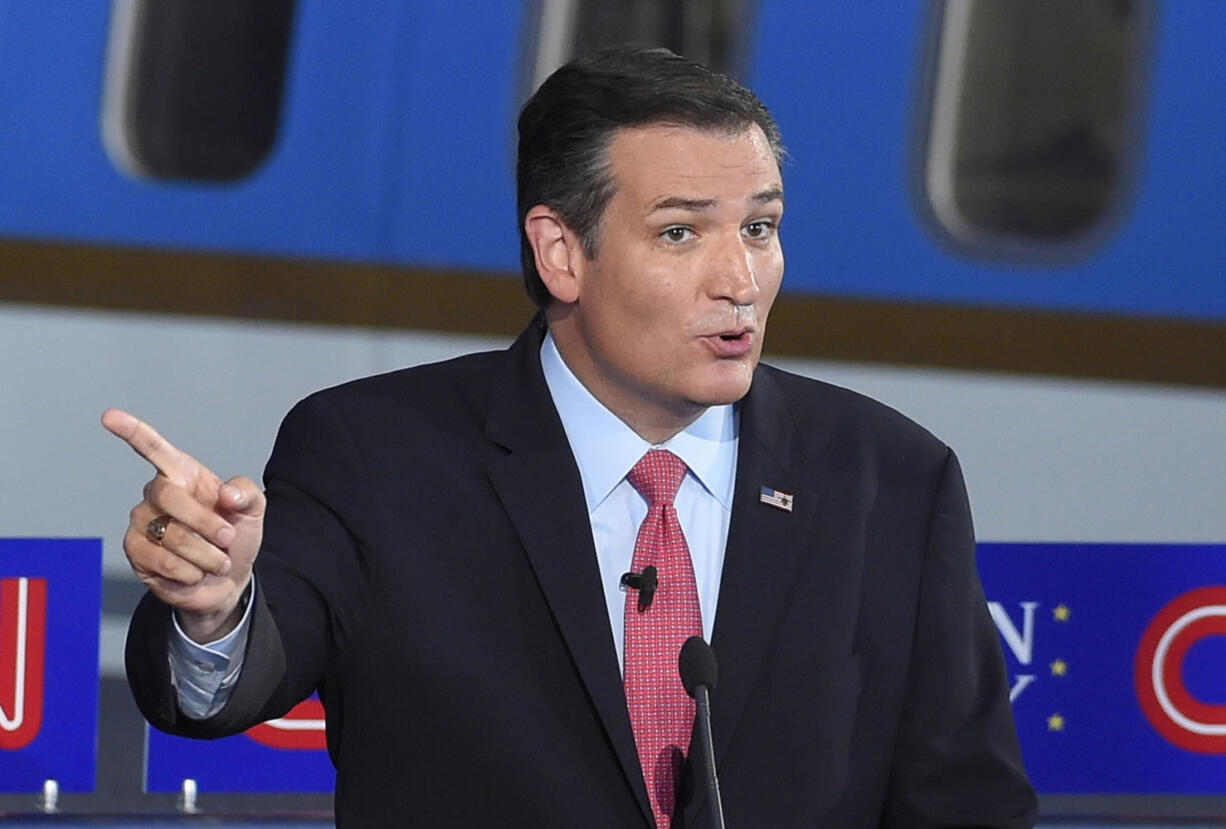 Republican presidential candidate, Sen. Ted Cruz, R-Texas, speaks during the Republican presidential debate at the Ronald Reagan Presidential Library and Museum in Simi Valley, Calif., on Sept.