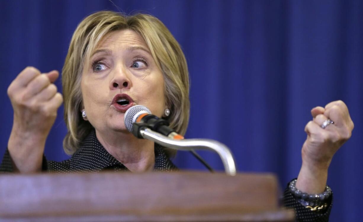 Democratic presidential candidate Hillary Rodham Clinton speaks Sunday in Ames, Iowa.