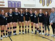 Excel NW 16 Rox team: Brooke Van Sickle (3), Courtney Paxton (1), Sarena Bartley (10), Rachel Berger (11), Ashley Watkins (5), Jasmine Gross (4), Nicole Peterson (16), Hana Wyles (6), Brooke Mosier (13), Samantha Nguyen, coach Lisa Van Sickle.