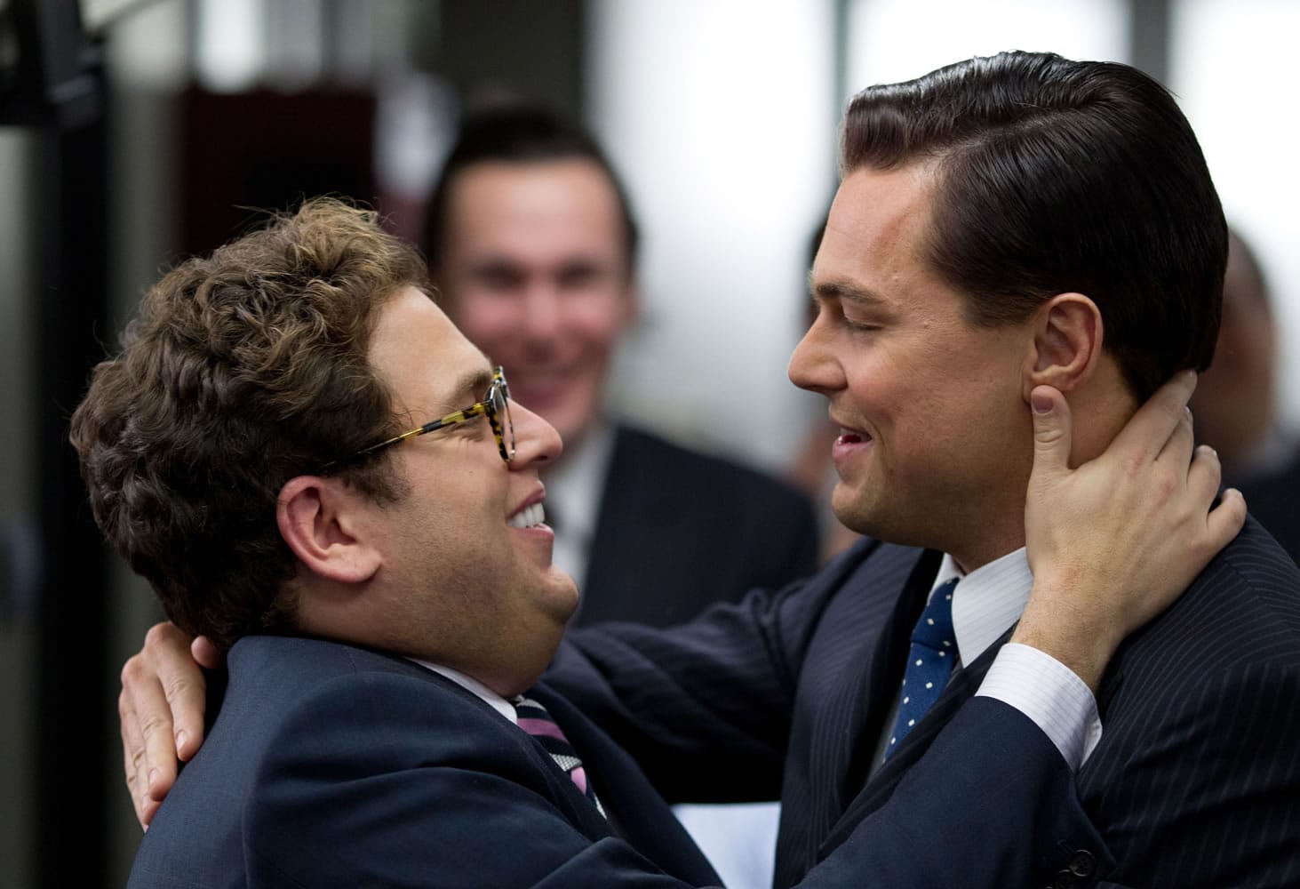 Jonah Hill, left, and Leonardo DiCaprio star in &quot;The Wolf of Wall Street.&quot;