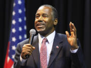 Republican presidential candidate Ben Carson addresses supporters during a campaign stop Thursday in Mobile, Ala.