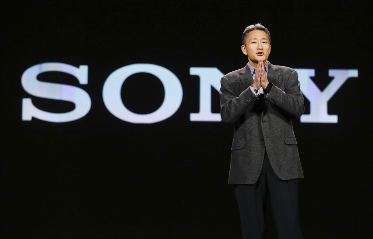 Sony CEO Kazuo Hirai delivers a keynote address at the International Consumer Electronics Show on Tuesday in Las Vegas.