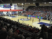 A standing room only crowd watches as Saint Mary's plays Gonzaga at McKeon Pavilion in Moraga, Calif., on Saturday.