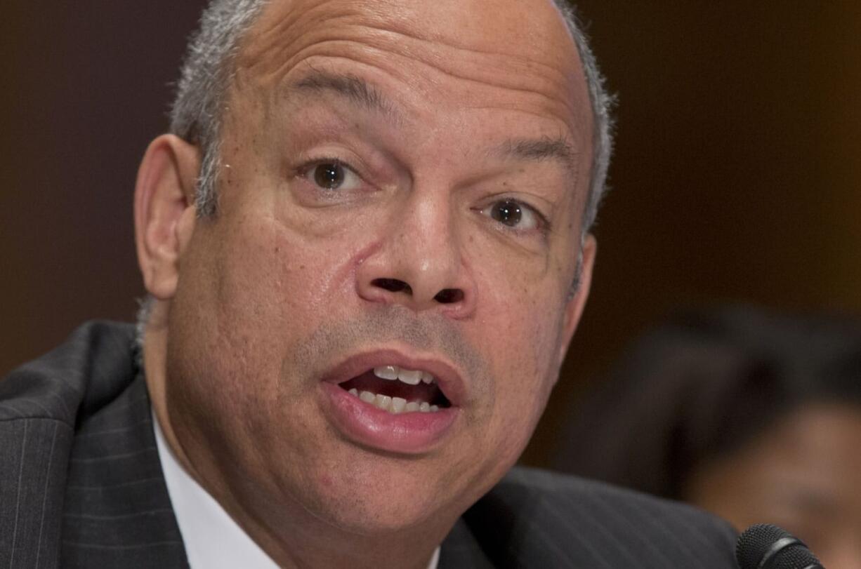 Jeh Johnson, President Barack Obama's choice to become Homeland Security Secretary, testifies on Capitol Hill in Washington on Wednesday before the Senate Homeland Security and Governmental Affairs Committee hearing on his nomination.