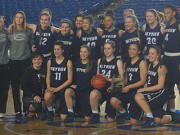 Skyview girls basketball team after finishing sixth at the 2014 4A state tournament at the Tacoma Dome.