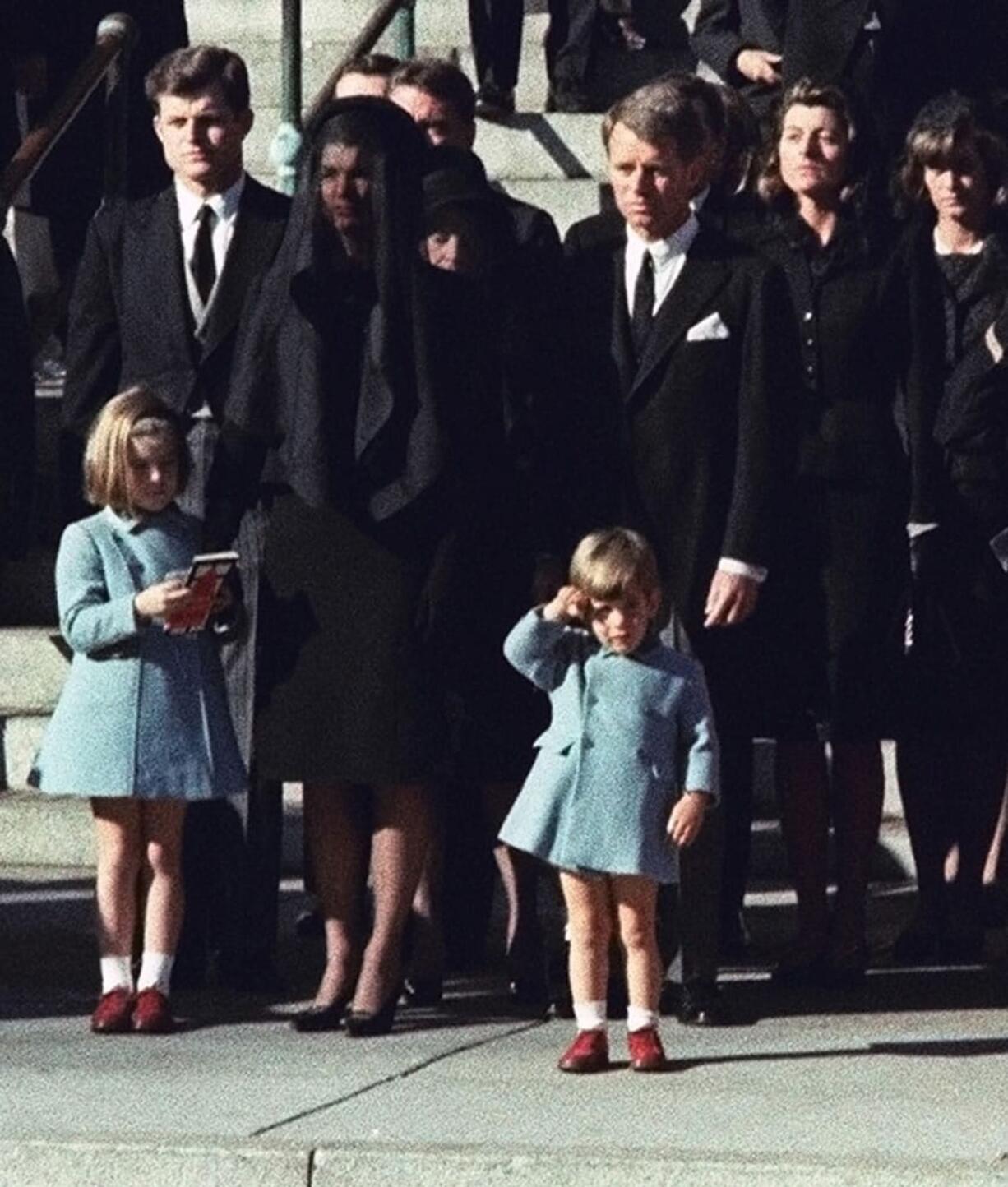 Associated Press
Three-year-old John F. Kennedy Jr. salutes his father's casket Nov. 25, 1963, in Washington, three days after the president was assassinated in Dallas. Widow Jacqueline Kennedy, center, and daughter Caroline Kennedy are accompanied by the late president's brothers Sen. Edward Kennedy, left, and Attorney General Robert Kennedy.