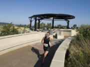 Joshua Monda of Vancouver is the first to cross the Vancouver Land Bridge in the summer solstice 6-mile run in 2009.