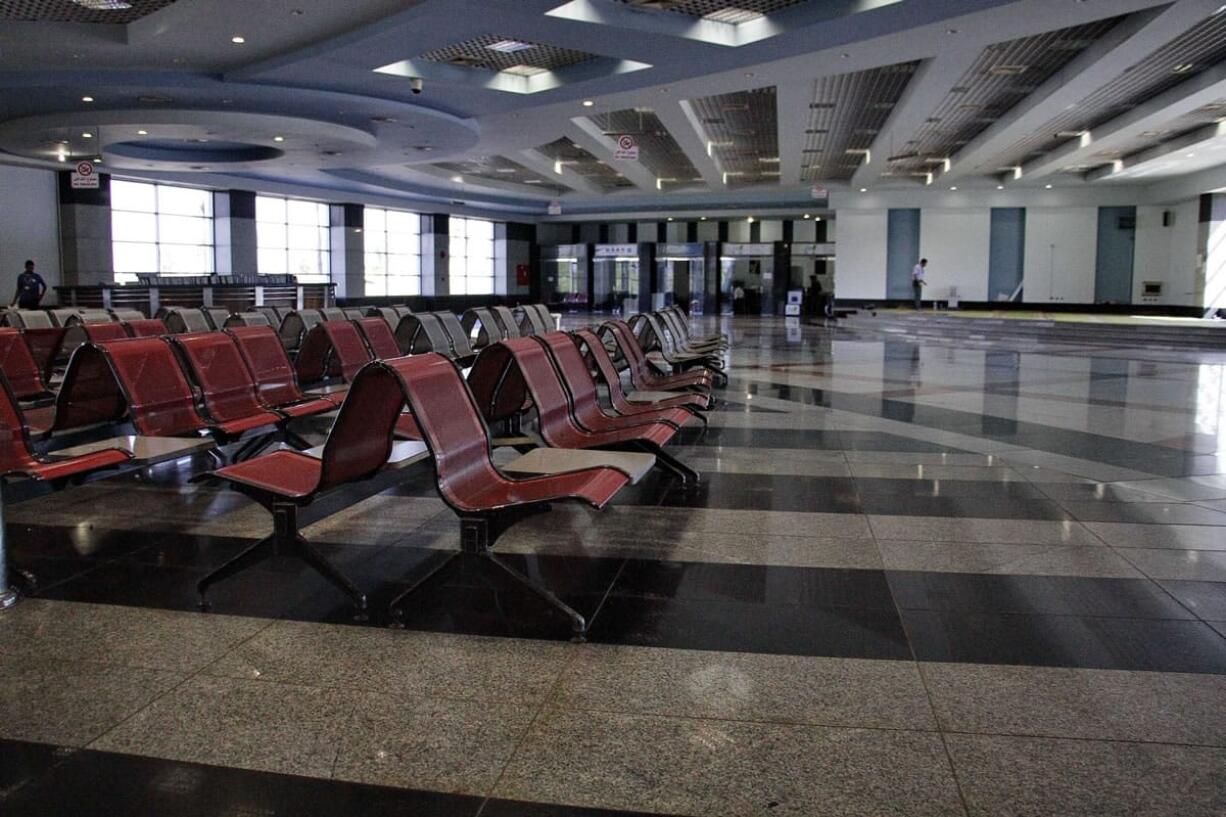 The arrival hall is empty at the Sharm el-Sheikh Airport in south Sinai, Egypt. Egypt&#039;s benchmark stock index plunged 4.4 percent on Tuesday, Nov. 10, 2015, after steadily declining since Russia suspended flights to Egypt following the Oct. 31 Russian plane crash in the Sinai Peninsula. Russia  suspended all flights to Egypt ast Friday amid airport security concerns — a move that threatened to further devastate the Egyptian tourism industry, already suffering after years of political turmoil.