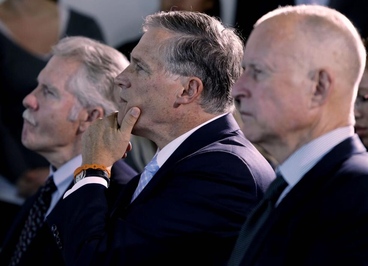 Oregon Gov. John Kitzhaber, from left, Washington Gov. Jay Inslee and California Gov.