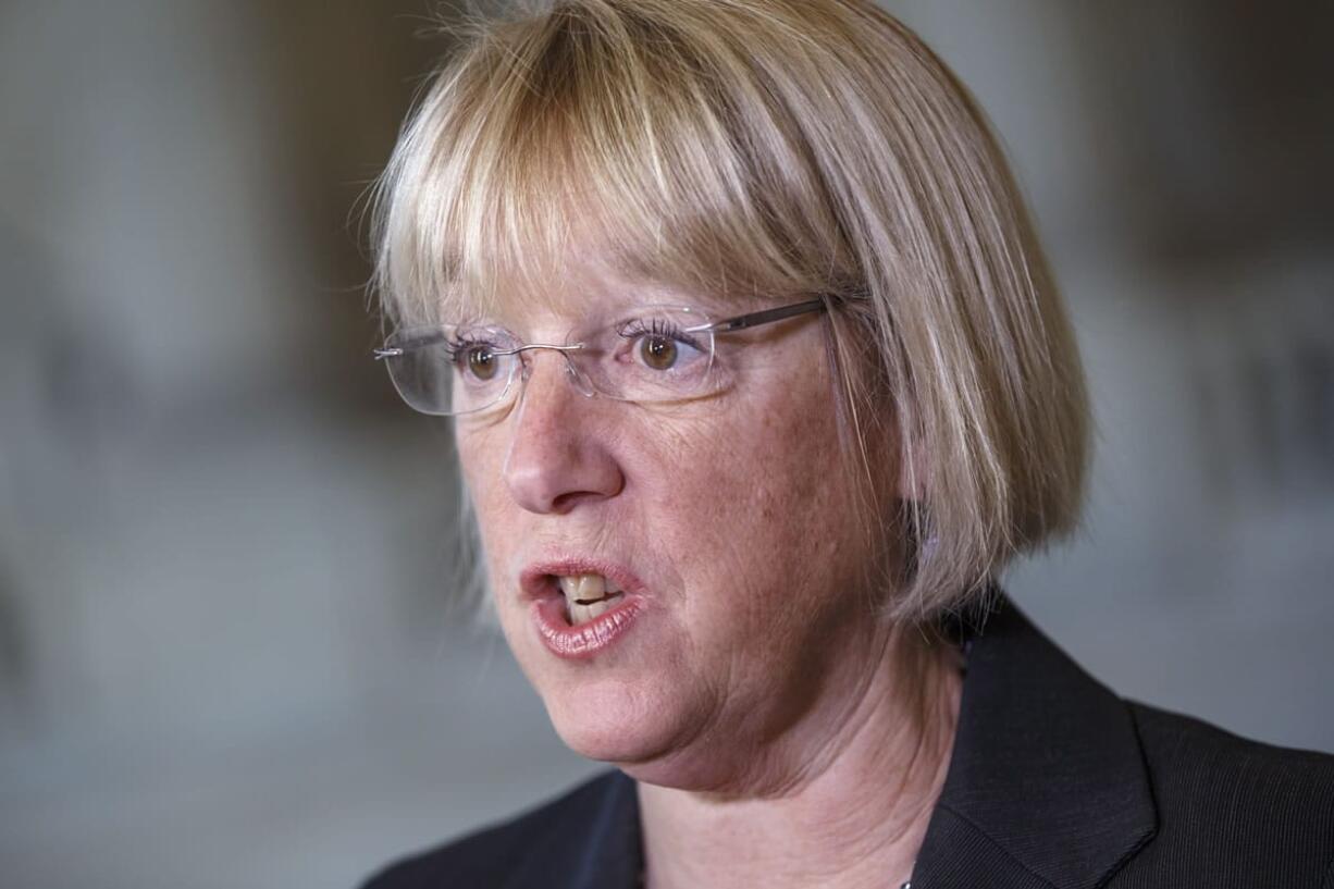 FILE - In this Dec. 18, 2013 file photo, Senate Budget Committee Chairwoman Patty Murray, D-Wash., speaks during a television news interview on Capitol Hill in Washington. Murray, 63, plans to seek a fifth term in 2016, which would give her 30 years in office. Though it's early, Murray says she's often asked about her plans and has no doubt about continuing her career, even if Democrats were to lose their majority in the U.S. Senate. (AP Photo/J.