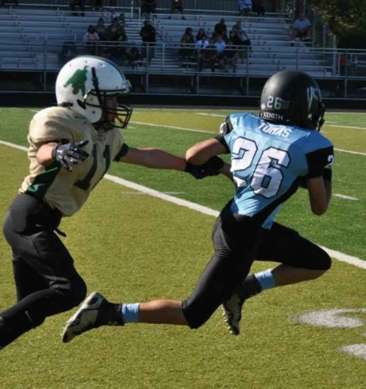 East Vancouver Venom Pop Warner in action Saturday at Doc Harris Stadium.