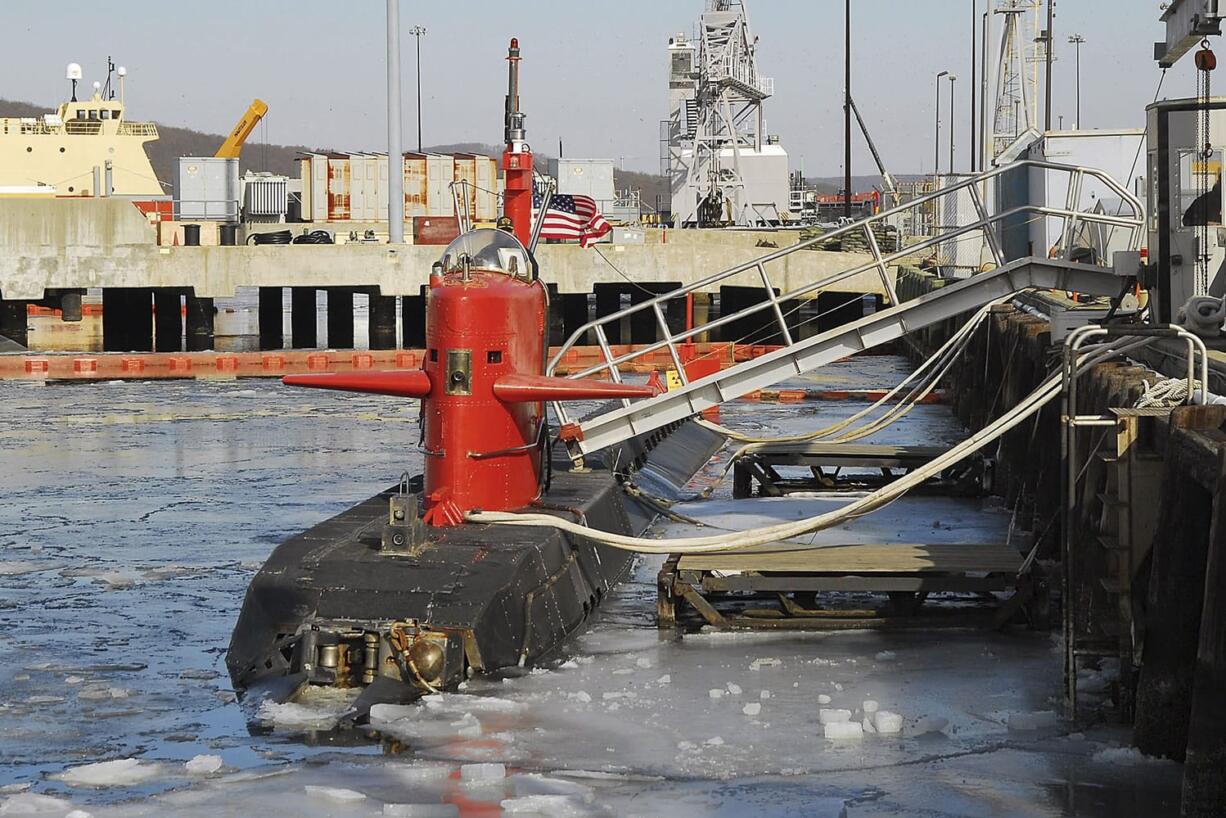 The research submarine NR-1 is moored at U.S.