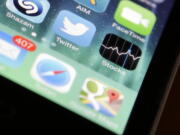 The Twitter app is shown on an iPhone 4s, in San Jose, Calif.