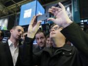 Twitter Chairman and co-founder Jack Dorsey, and co-founders Evan Williams and Biz Stone, wait for the opening bell to be rung at the New York Stock Exchange on Thursday.