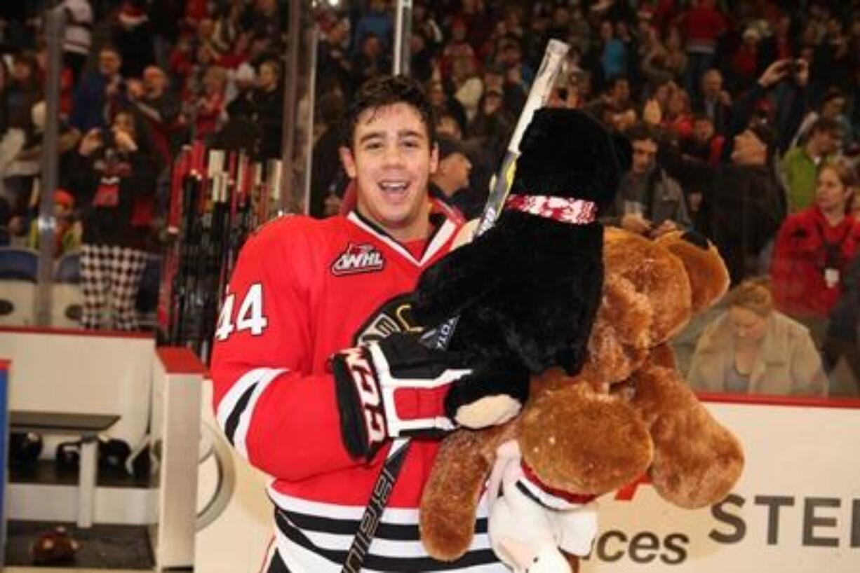 Portland Winterhawks defenseman Keoni Texeira scored the &quot;teddy bear&quot; goal in Saturday's 5-3 win over the Seattle Thunderbirds.