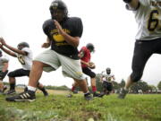 The Hudson's Bay High School football team at August practice.