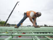 Will Chandler of Vancouver works on the Salmon Creek Interchange Project in September.