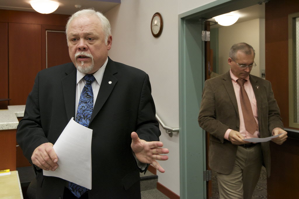 Clark County Environmental Services Director Don Benton announces terms of settlement over federal litigation related to violations of the Clean Water Act on Wednesday at the Clark County Public Service Center.