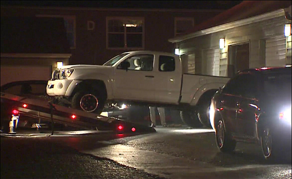 Detectives seized a white pickup they believe is tied to a hit-and-run that killed two Vancouver women. The pickup was seized during a search warrant at Larkspur Place apartments, 7906 N.E. Vancouver Mall Drive.