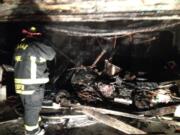 A fire late Wednesday night heavily damaged a garage in Camas.